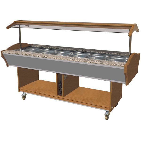 Warm Buffet GN 6x 1/1 | 230V | | 4,5kW |  Met led verlichting | 2200x900x850/1350(h)mm