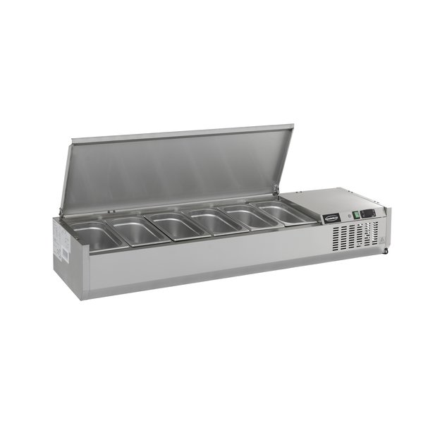 Opzetkoelvitrine | 6x 1/4 GN | +2°C/+7°C | 1500x335x225(h)mm