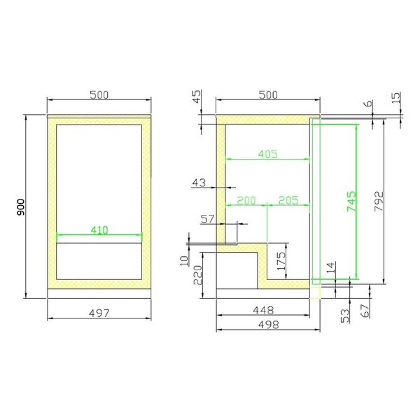 Barkoeler Zwart 98L | 1 Glasdeur | 230V | Geforceerd | 500x500x900(h)mm