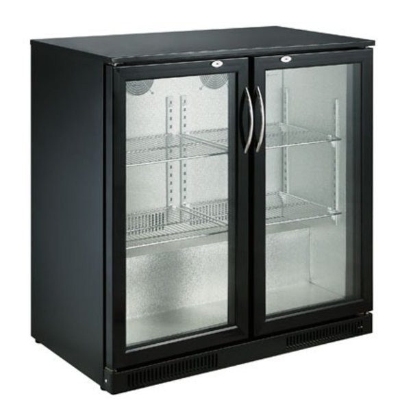 Barkoeler Zwart 198L | 2 Glasdeuren | 230V | Geforceerd | 900x500x900(h)mm