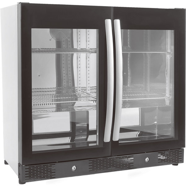 Barkoeler Zwart 198L | 2 Volledige Glasdeuren | 230V | Geforceerd | 900x500x840(h)mm