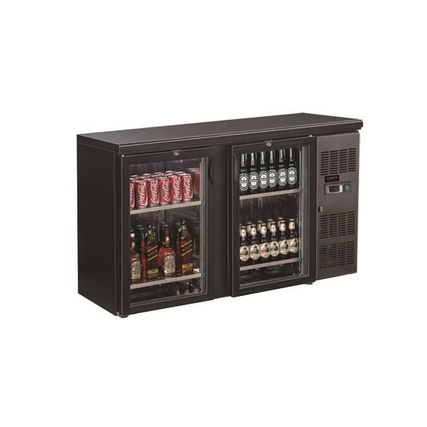 Barkoeler Zwart | 350L | 2 Glas Deuren | 230V | Geforceerd | 1462x535x860(h)mm