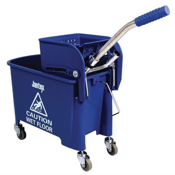 Rol emmer en wringer blauw | 20L | opvangbak en rooster | 350x280x480(h)mm