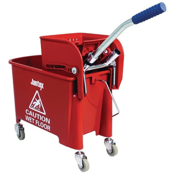 Rol emmer met wringer rood | 20L | Met opvangbak en rooster | 350x280x480(h)mm