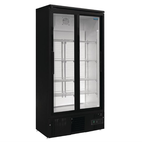 Drankenkoeling | 490L | Zwart | +2°C/+8°C | Geventileerd | 0.25kW | Schuifdeuren | Wielen | 920x514x1880(h)mm