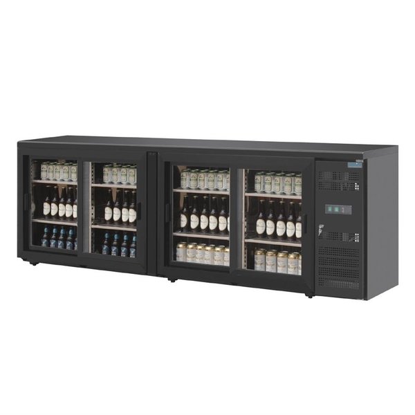 U serie bardisplay 288 flessen | 698L | Met 4 zelf sluitende deuren  | Geforceerd | 230V | 2542x513x860(h)mm