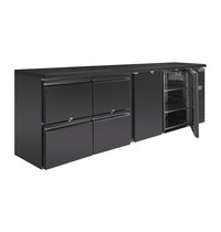 Polar U serie werkbank koeling 698L | 440W | Met 2 deuren en 4 lades | 230V | Geforceerd | 2542x513x860(h)mm