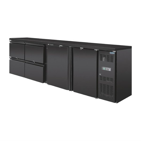 U serie werkbank koeling 698L | 440W | Met 2 deuren en 4 lades | 230V | Geforceerd | 2542x513x860(h)mm