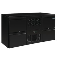 Polar Barkoelkast | U-SERIE | 380L | Zwart | 0°C/+10°C | Geforceerd | 4 Lades + Flessennest | 1668x570x860(h)mm