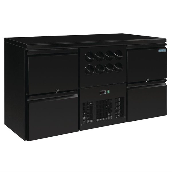 Barkoelkast | U-SERIE | 380L | Zwart | 0°C/+10°C | Geforceerd | 4 Lades + Flessennest | 1668x570x860(h)mm