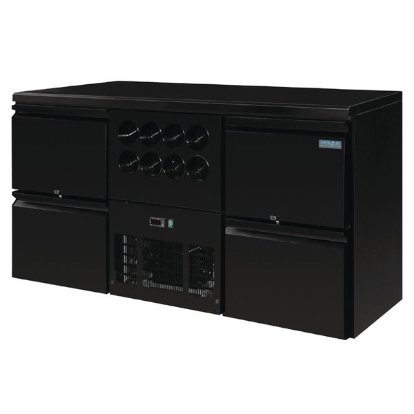 Barkoelkast | U-SERIE | 380L | Zwart | 0°C/+10°C | Geforceerd | 4 Lades + Flessennest | 1668x570x860(h)mm