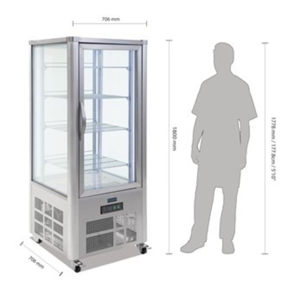 Gebaksvitrine | 400L | Grijs | +2°C/+10°C | 5 Schappen | 706x706x1800(h)mm