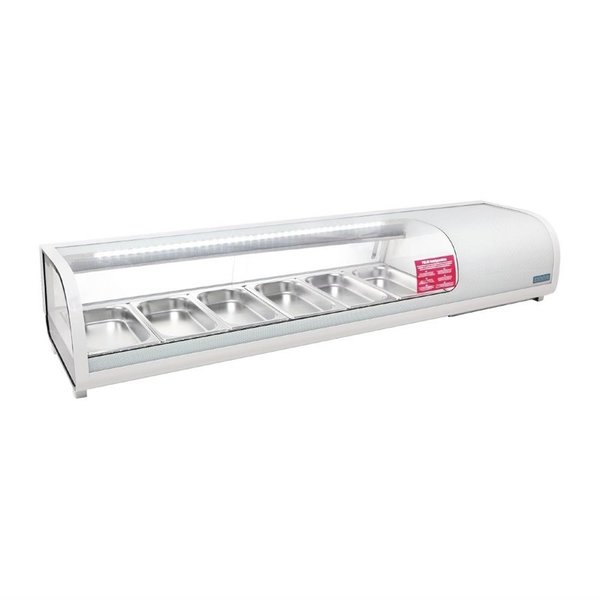 Tapasvitrine | Wit | 6x 1/3 GN | 0°C/+12°C | Statisch | 1 Niveau | 1529x420x265(h)mm