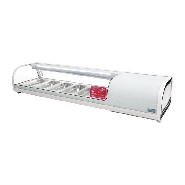Tapasvitrine | Wit | 6x 1/3 GN | 0°C/+12°C | Statisch | 1 Niveau | 1529x420x265(h)mm