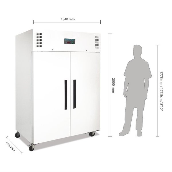 Koelkast | G-SERIE | 1200L (2/1 GN) | Wit | -2°C/+5°C | Statisch + Ventilator | Wielen (Geremd) | 1340x815x2000(h)mm