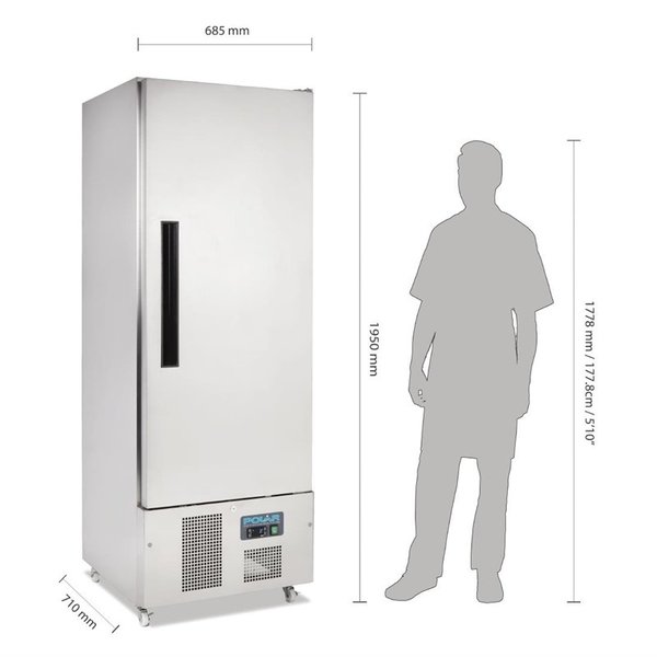 Koelkast | 440L | RVS | -2°C/+5°C | Geventileerd | 0.3kW | Wielen (Geremd) | 685x710x1950(h)mm