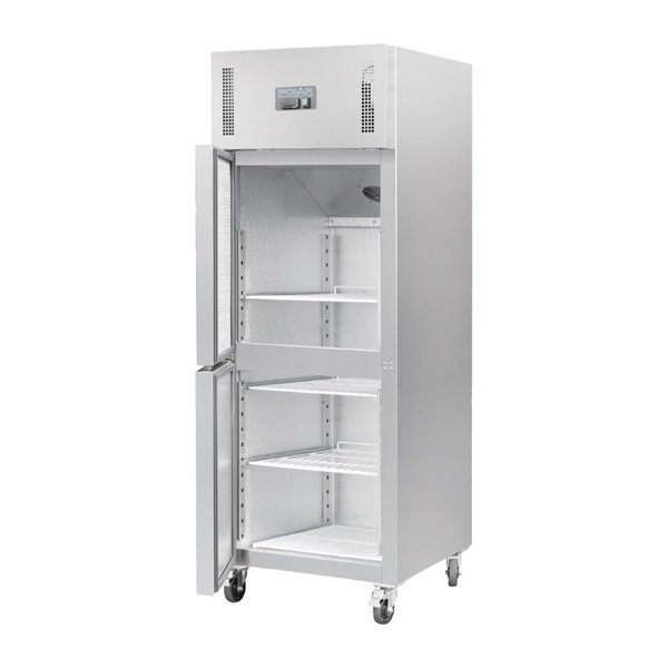 Koelkast | 600L (2/1 GN) | RVS | -2°C/+5°C | Geventileerd | Dubbele Deur (Verticaal) | Wielen (Geremd) | 680x800x2010(h)mm