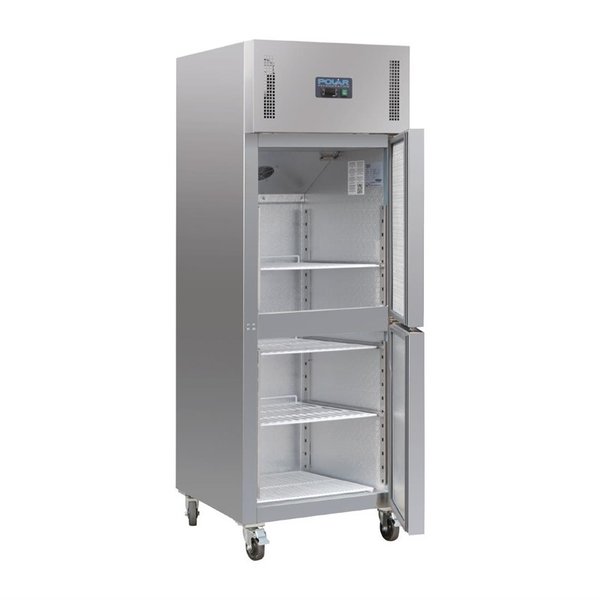 Koelkast | 600L (2/1 GN) | RVS | -2°C/+5°C | Geventileerd | Dubbele Deur (Verticaal) | Wielen (Geremd) | 680x800x2010(h)mm
