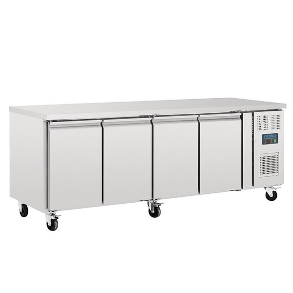 Koelwerkbank | 553L | 4 Deuren (1/1 GN) | -2°C/+5°C | Geforceerd | Wielen (Geremd) | 2230x700x860(h)mm