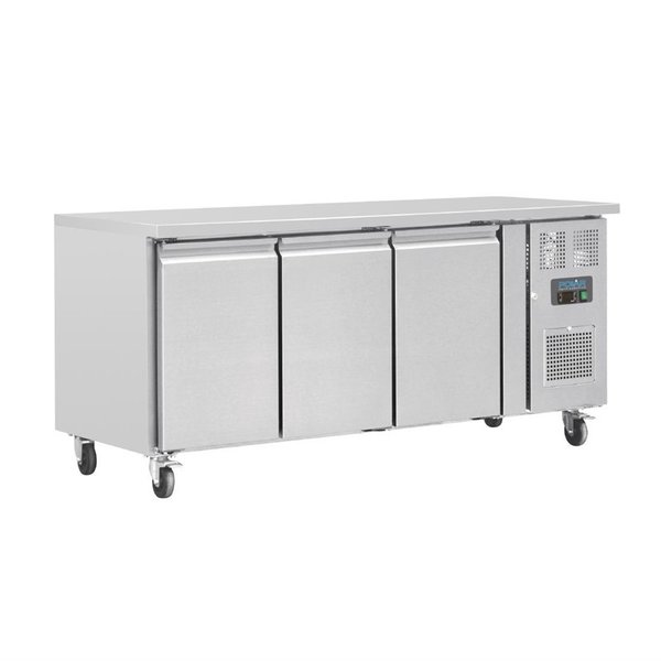 Koelwerkbank | 417L | 3 Deuren (1/1 GN) | -2°C/+5°C | Geforceerd | 0.35kW | Wielen (Geremd) | 1795x700x860(h)mm