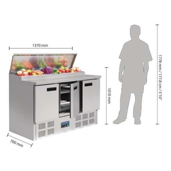 G-serie gekoelde saladette | 230V | 8x 1/4 GN | 1370x700x1010(h)mm