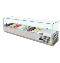 Polar G-serie opzetkoelvitrine | 7x 1/4 GN | 150W | Met glasopzet | 230V | 1500x330x435(h)mm Polar G-serie opzetkoelvitrine | 7x 1/4 GN | 150W | Met glasopzet | 230V | 1500x330x435(h)mm