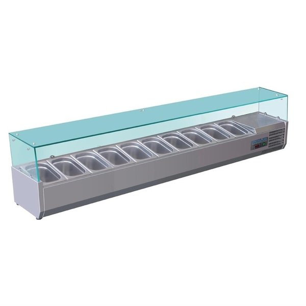 Opzetkoelvitrine | 10x 1/4 GN | +2°C/+8°C | 2000x330x435(h)mm
