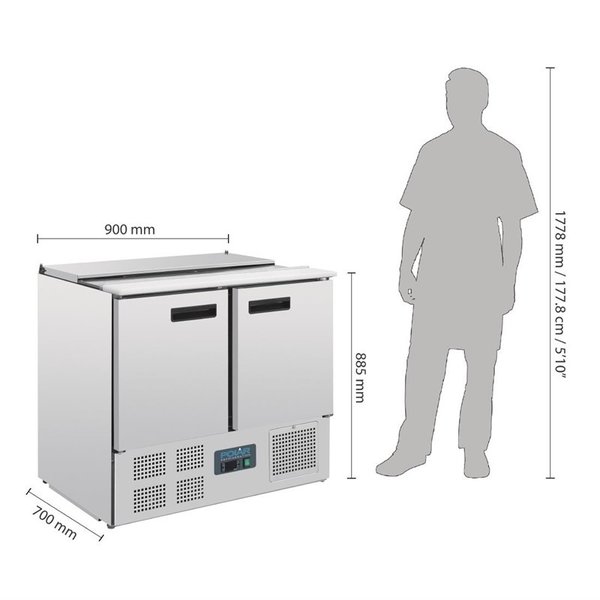 G-serie RVS gekoelde saladette | 240L | 2,5 GN | 230V | 900x700x885(h)mm