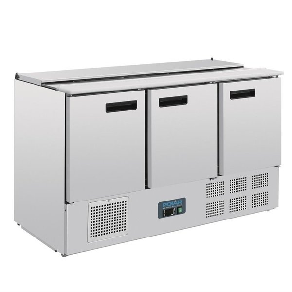 G-serie RVS gekoelde saladette 3-deurs | 368L | 1/1 GN | 230V | 1370x700x885(h)mm