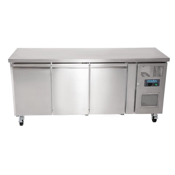 Koelwerkbank | 339L | 3 Deuren | -2°C/+5°C | Geforceerd | 0.23kW | Wielen (Geremd) | 1795x600x860(h)mm