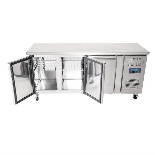 Koelwerkbank | 339L | 3 Deuren | -2°C/+5°C | Geforceerd | 0.23kW | Wielen (Geremd) | 1795x600x860(h)mm