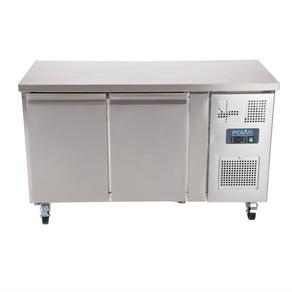 Koelwerkbank | 228L | 2 Deuren | -2°C/+5°C | Geforceerd | 0.35kW | Wielen (Geremd) | 1360x600x860(h)mm