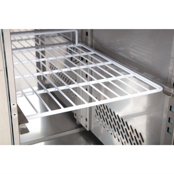 Koelwerkbank | 228L | 2 Deuren | -2°C/+5°C | Geforceerd | 0.35kW | Wielen (Geremd) | 1360x600x860(h)mm