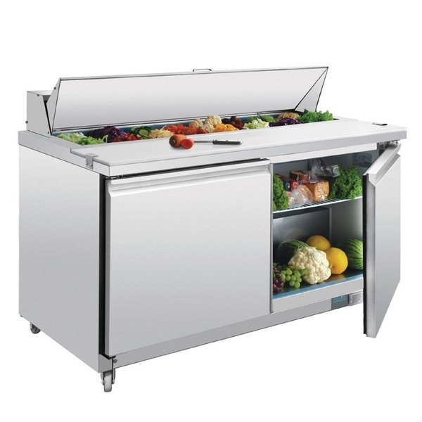 U serie RVS gekoelde saladette 2-deurs op wielen  | 527L | 1/6GN | 1555x760x1097(h)mm