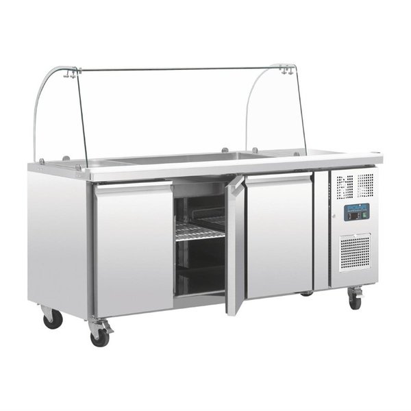 U serie gekoelde saladette 3-deurs | Met glazen opzetvitrine | 3x 1/1 GN | 1795x700x1360(h)mm