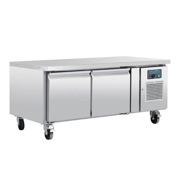 Koelwerkbank | Laag Model | 214L | 2 Deuren (1/1 GN) | -2°C/+8°C | Geforceerd | 0.15kW | Wielen (Geremd) | 1360x700x650(h)mm