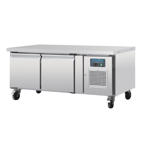 Koelwerkbank | Laag Model | 214L | 2 Deuren (1/1 GN) | -2°C/+8°C | Geforceerd | 0.15kW | Wielen (Geremd) | 1360x700x650(h)mm