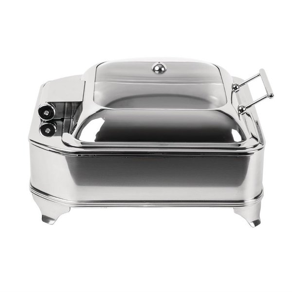 Vierkante elektrische chafing dish | 6L | RVS & Glas | 410x410x240(h)mm