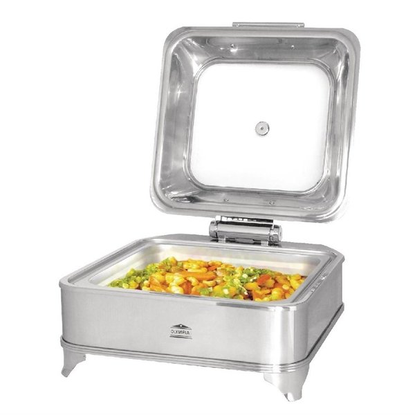 Vierkante elektrische chafing dish | 6L | RVS & Glas | 410x410x240(h)mm