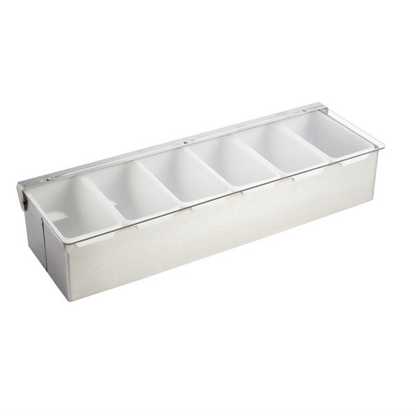 Ingrediëntenbak RVS  met 6 bakjes | 460x152x76(h)mm