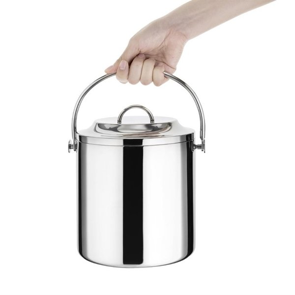 RVS ijsemmer met deksel | 3,3L | 23(h) x 18(Ø)cm