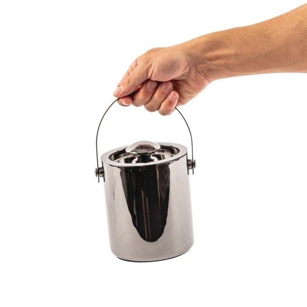 Dubbelwandige ijsemmer met deksel zwart | 1L | 15(h)x12(Ø)cm
