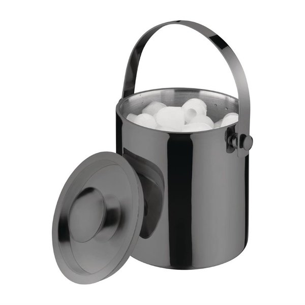 Dubbelwandige ijsemmer met deksel zwart | 1L | 15(h)x12(Ø)cm