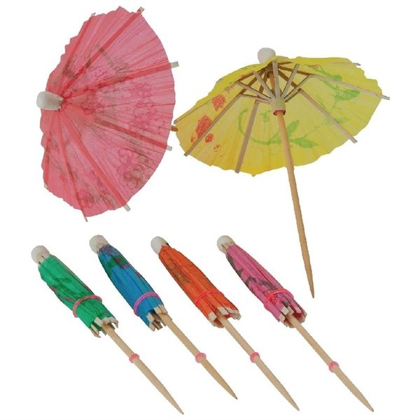 Papieren parasol cocktailprikkers | 144 stuks | 105x38x170(h)mm