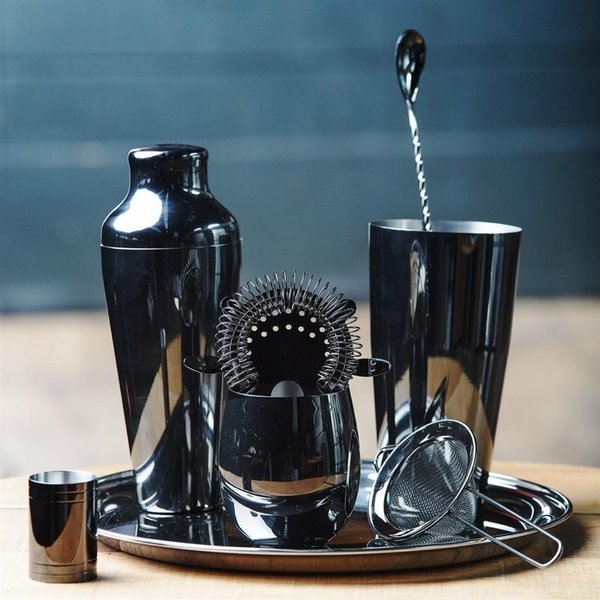 Franse cocktailshaker zwart | 55cl | 2 delig |  22,2(h) x 8,2(Ø)cm