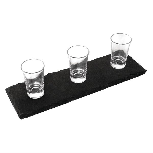 Rechthoekige leistenen serveerschaal | 4 stuks | 30(b)x10(d)cm