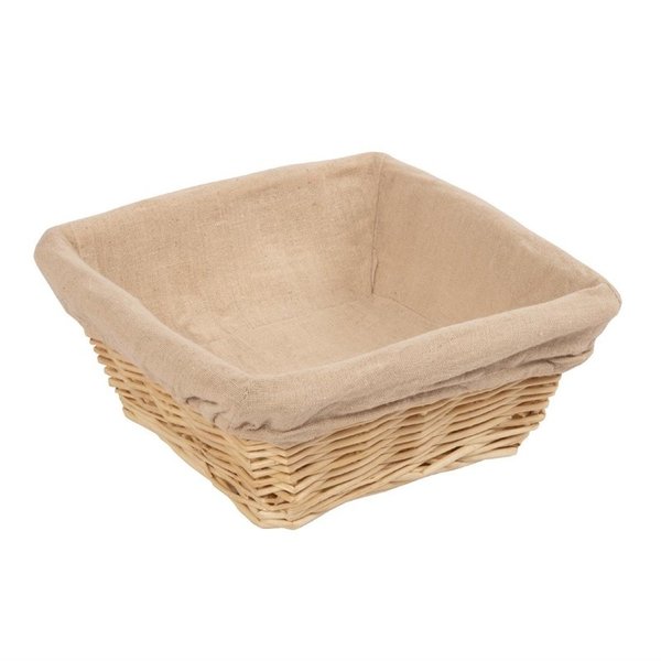 Broodmand riet  met hoes vierkant | 10(h) x 23(b)cm
