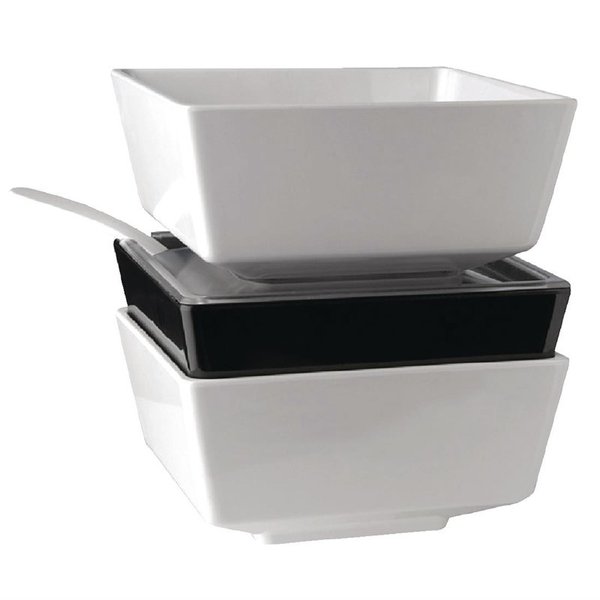 Vierkante melamine kom zwart | 1,5L | 190x190x95(h)mm