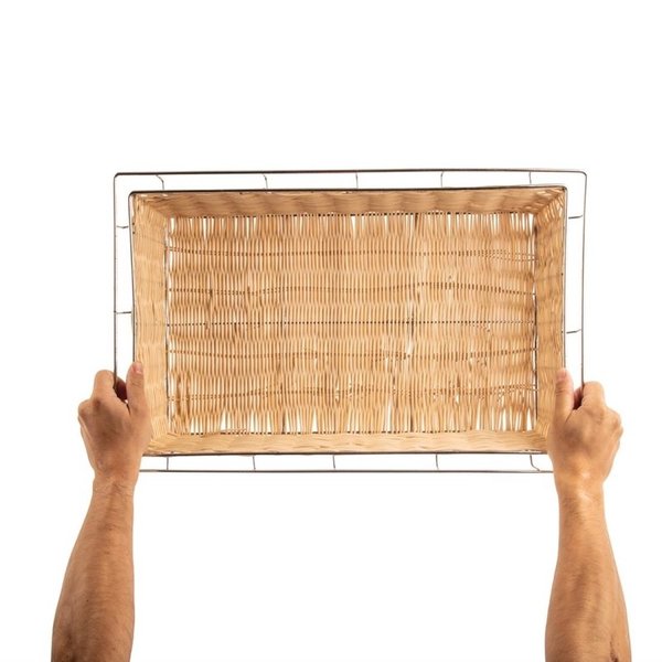 Stapelbare polyrotan mand met frame | 1/1 GN | 530x325x80(h)mm