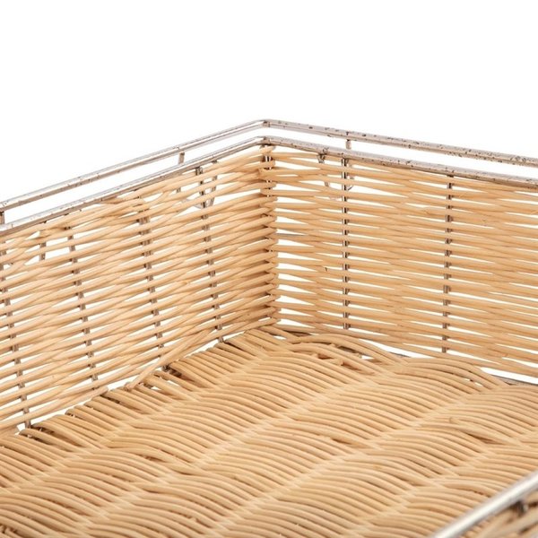 Stapelbare polyrotan mand met frame | 1/1 GN | 530x325x80(h)mm